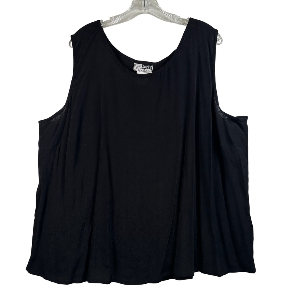 CM Shapes Studio Black Rayon Crepe Sleeveless Shell Top 2X
